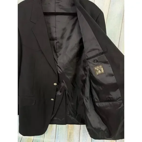 Bar W S Men's Blazer Jacket Western Sports Coat Size 44L Wool Blend Black